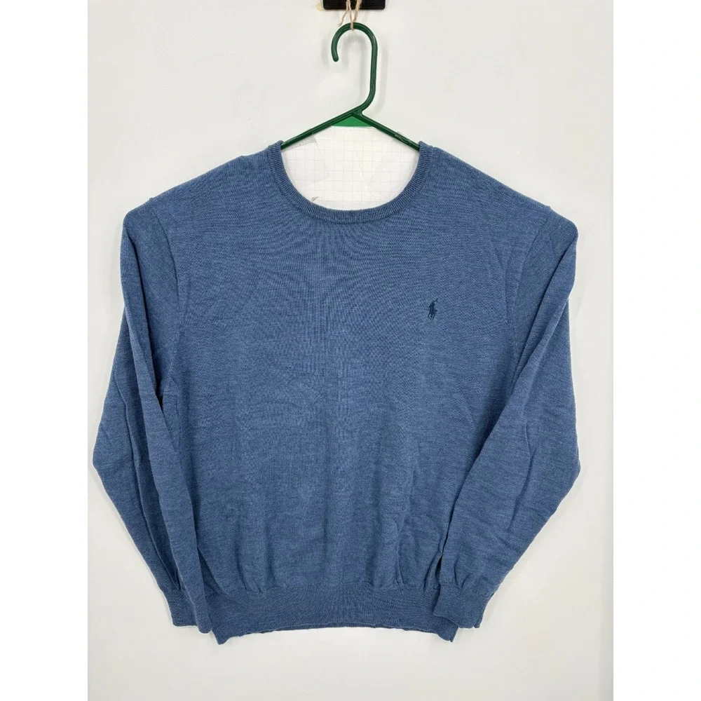 Polo Ralph Lauren Men's Washable 100% Merino Wool Blue Crewneck Sweater XXL